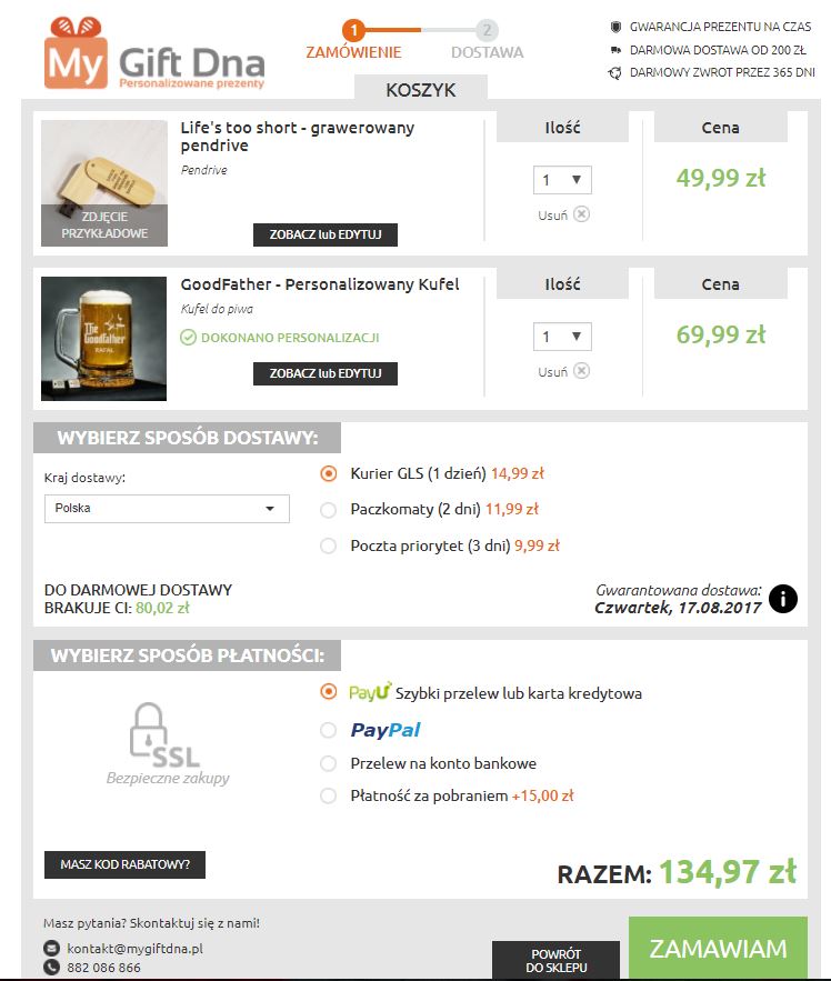 Zamówienie MyGiftDNA